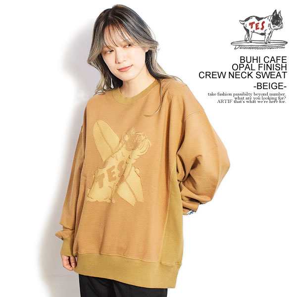 The Endless Summer エンドレスサマー TES BUHI CAFE OPAL FINISH CREW NECK SWEAT -BEIGE- スウェット atftps