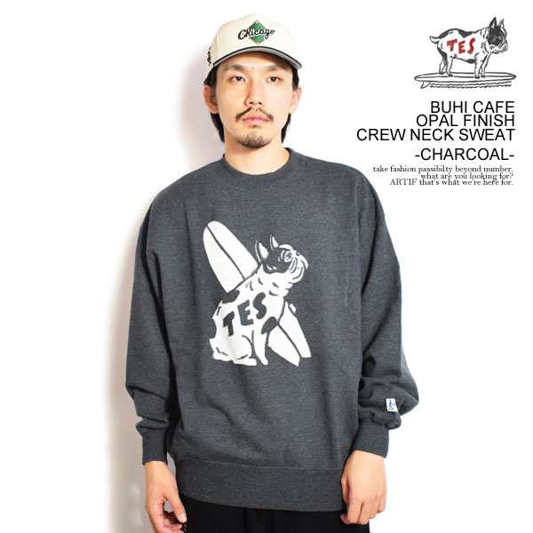 The Endless Summer エンドレスサマー TES BUHI CAFE OPAL FINISH CREW NECK SWEAT -CHARCOAL- スウェット atftps