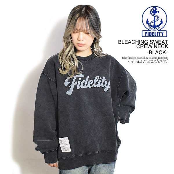 FIDELITY フィデリティ BLEACHING SWEAT CREW NECK -BLACK- メンズ スウェット トレーナー ブリーチ加工 atftps