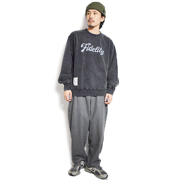 FIDELITY フィデリティ BLEACHING SWEAT CREW NECK -BLACK- メンズ スウェット トレーナー ブリーチ加工 atftps