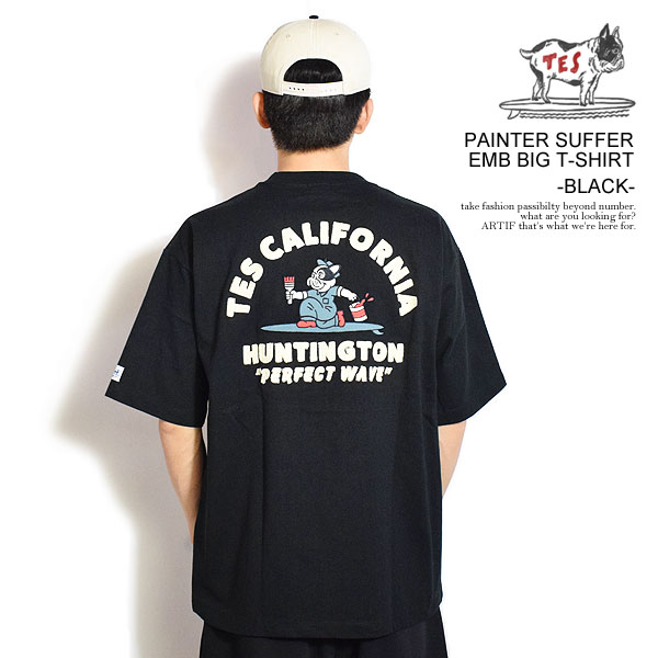 The Endless Summer エンドレスサマー TES PAINTER SUFFER EMB BIG T-SHIRT -BLACK- メンズ Tシャツ 半袖 TES atftps