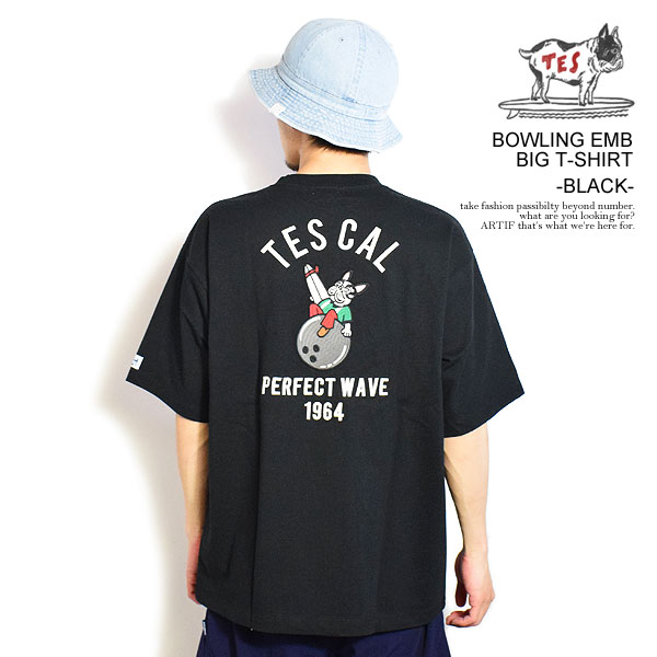 The Endless Summer エンドレスサマー TES BOWLING EMB BIG T-SHIRT -BLACK- メンズ Tシャツ 半袖 TES ビッグシルエット atftps