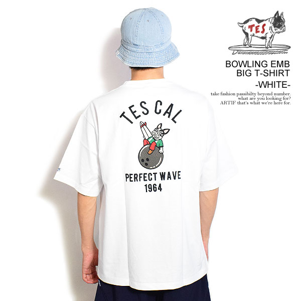 The Endless Summer エンドレスサマー TES BOWLING EMB BIG T-SHIRT -WHITE- メンズ Tシャツ 半袖 TES ビッグシルエット atftps