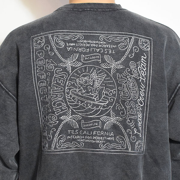 The Endless Summer エンドレスサマー TES BANDANA EMB PIGMENT BIG SWEAT -BLACK- メンズ スウェット トレーナー atftps