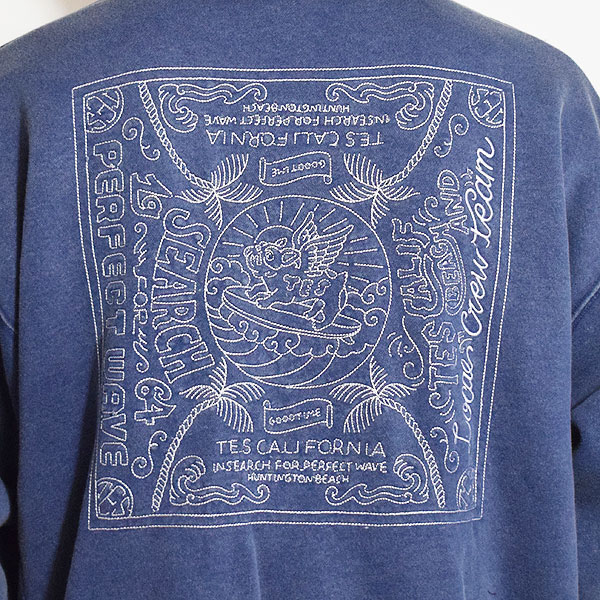 The Endless Summer エンドレスサマー TES BANDANA EMB PIGMENT BIG SWEAT -NAVY- メンズ スウェット トレーナー atftps