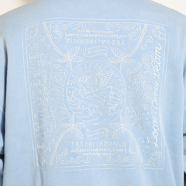 The Endless Summer エンドレスサマー TES BANDANA EMB PIGMENT BIG SWEAT -SAX- メンズ スウェット トレーナー atftps