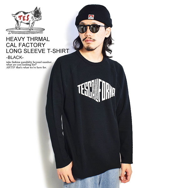 The Endless Summer エンドレスサマー TES HEAVY THRMAL CAL FACTORY LONG SLEEVE T-SHIRT -BLACK- メンズ Tシャツ ストリート atftps
