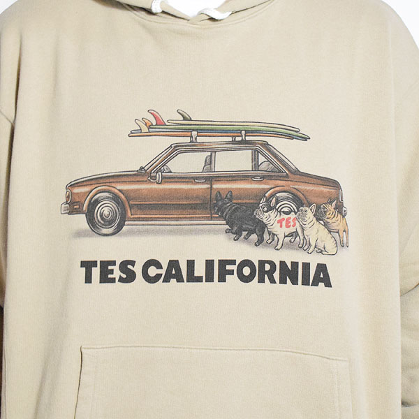 The Endless Summer エンドレスサマー TES 4 BUHI CHASING THE WAVES SWEAT PARKA -BEIGE- メンズ パーカー atftps