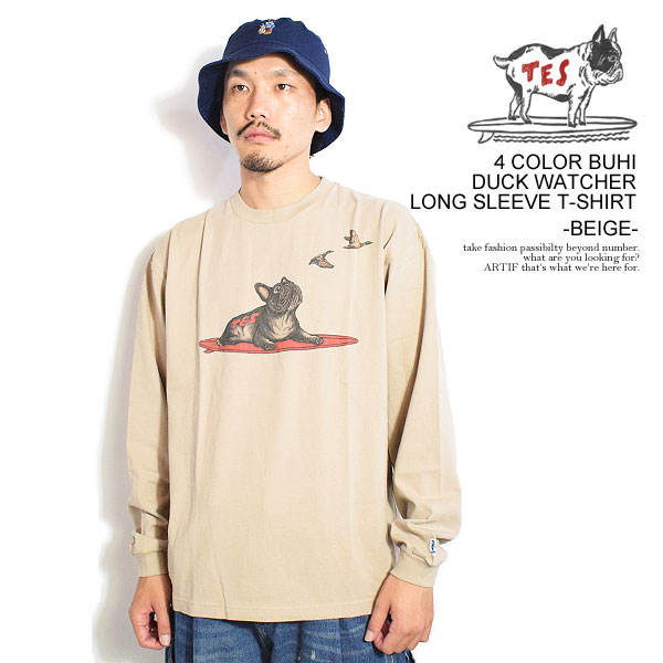 The Endless Summer エンドレスサマー TES 4 COLOR BUHI DUCK WATCHER LONG SLEEVE T-SHIRT -BEIGE- Tシャツ atftps