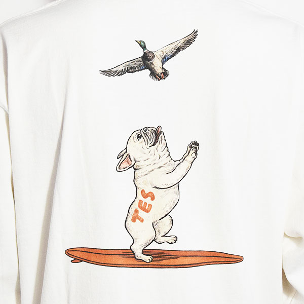 The Endless Summer エンドレスサマー TES 4 COLOR BUHI DUCK WATCHER LONG SLEEVE T-SHIRT -WHITE- Tシャツ atftps