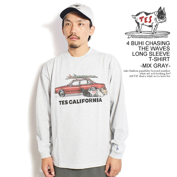 The Endless Summer エンドレスサマー TES 4 BUHI CHASING THE WAVES LONG SLEEVE T-SHIRT -MIX GRAY- Tシャツ atftps