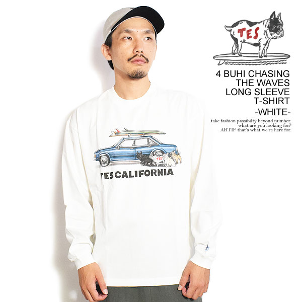 The Endless Summer エンドレスサマー TES 4 BUHI CHASING THE WAVES LONG SLEEVE T-SHIRT -WHITE- メンズ Tシャツ atftps