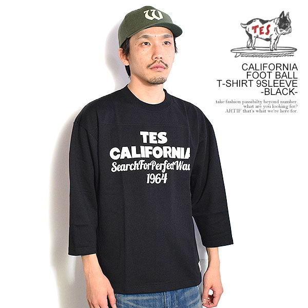 The Endless Summer エンドレスサマー TES CALIFORNIA FOOT BALL T-SHIRT 9SLEEVE -BLACK- メンズ Tシャツ 9分袖 atftps