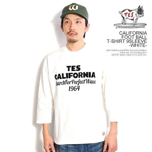 The Endless Summer エンドレスサマー TES CALIFORNIA FOOT BALL T-SHIRT 9SLEEVE -WHITE- メンズ Tシャツ 9分袖 atftps