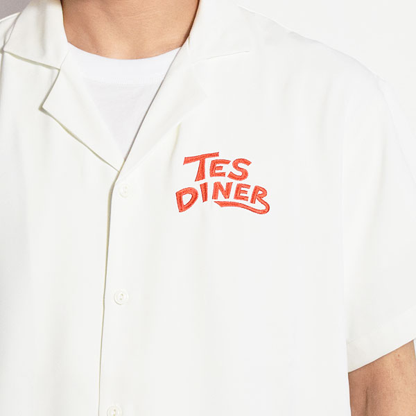The Endless Summer エンドレスサマー TES PIZZA DINER CREW EMB SHIRT -WHITE- メンズ シャツ 半袖 TES 送料無料 atftps