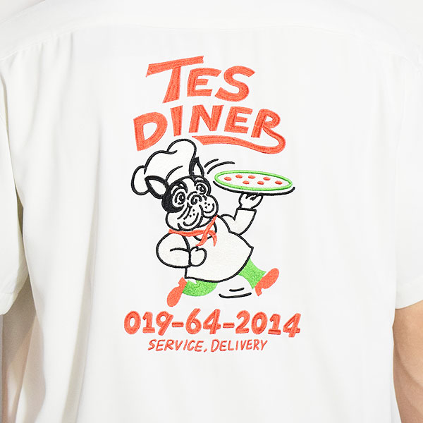 The Endless Summer エンドレスサマー TES PIZZA DINER CREW EMB SHIRT -WHITE- メンズ シャツ 半袖 TES 送料無料 atftps