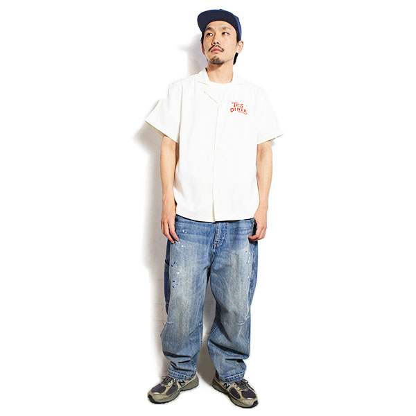 The Endless Summer エンドレスサマー TES PIZZA DINER CREW EMB SHIRT -WHITE- メンズ シャツ 半袖 TES 送料無料 atftps