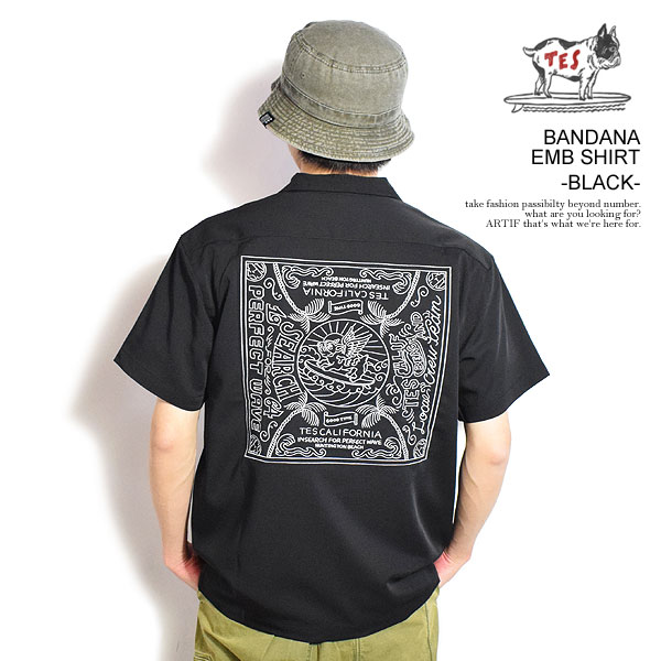 The Endless Summer エンドレスサマー TES BANDANA EMB SHIRT -BLACK- メンズ シャツ 半袖 TES 送料無料 atftps