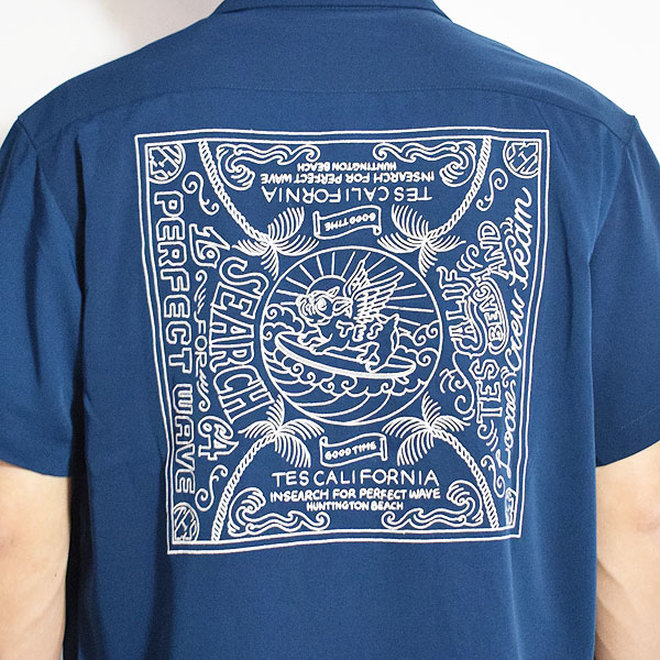 The Endless Summer エンドレスサマー TES BANDANA EMB SHIRT -BLUE GRAY- メンズ シャツ 半袖 TES 送料無料 atftps