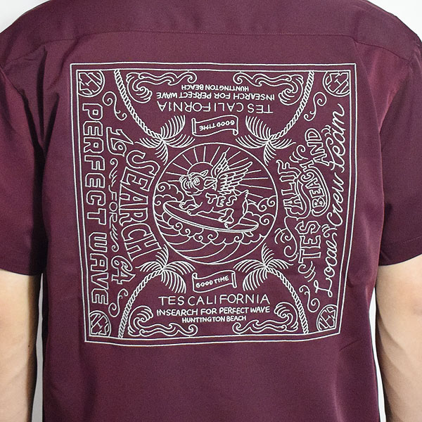 The Endless Summer エンドレスサマー TES BANDANA EMB SHIRT -WINE- メンズ シャツ 半袖 TES 送料無料 atftps