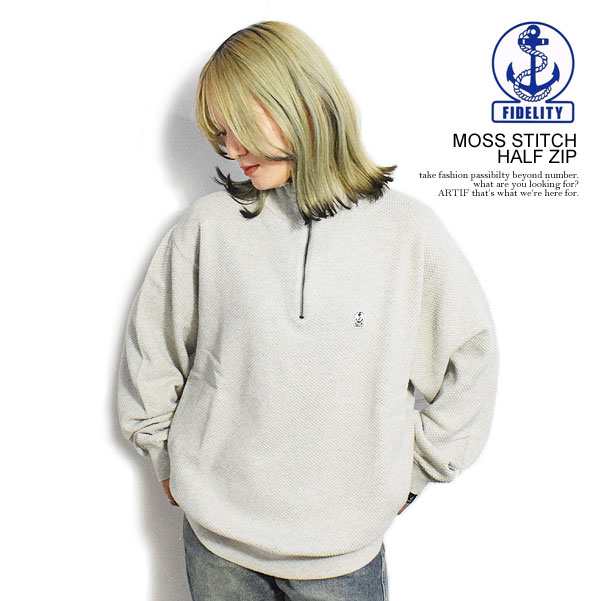 30％OFF SALE セール FIDELITY フィデリティ MOSS STITCH HALF ZIP メンズ ニット 長袖 ハーフジップ atftps