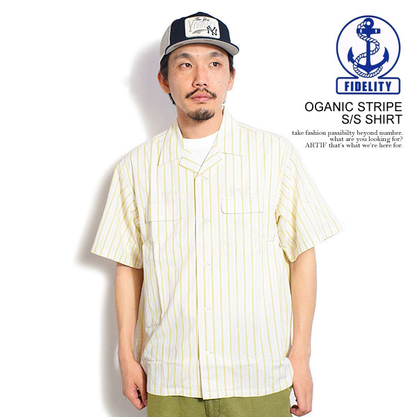 FIDELITY フィデリティ OGANIC STRIPE S/S SHIRT メンズ シャツ 半袖 ストライプシャツ 国内生産 送料無料 ストリート atftps