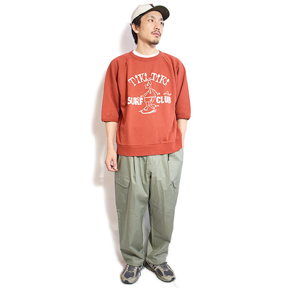 WEIRDO ウィアード TIKITIKI SURF CLUB - S/S SWEAT -ORANGE- メンズ スウェット 半袖 スウェットTシャツ アメカジ 送料無料 atftps
