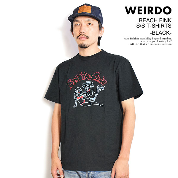 WEIRDO ウィアード BEACH FINK - S/S T-SHIRTS -BLACK- メンズ Tシャツ 半袖 グラフィックTシャツ アメカジ 送料無料 atftps
