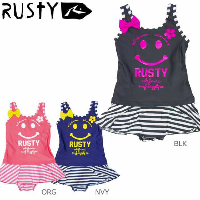 子供 水着 女の子 ワンピース キッズ ラスティ 水着 Rusty ボーダー リボン ニコちゃん スイムドレス 女のの通販はau Pay マーケット Zakka Green