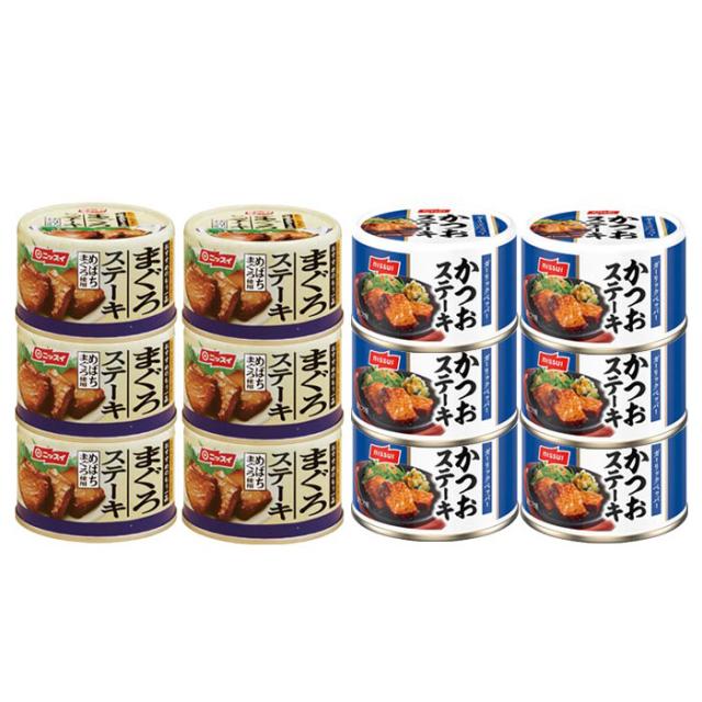 缶詰 魚 セット 2種 12缶 まぐろ かつお まぐろ＆かつおステーキ缶 ニッスイ マグロ 鮪 鰹 惣菜 おかず 缶詰め さかの通販は 5,430円