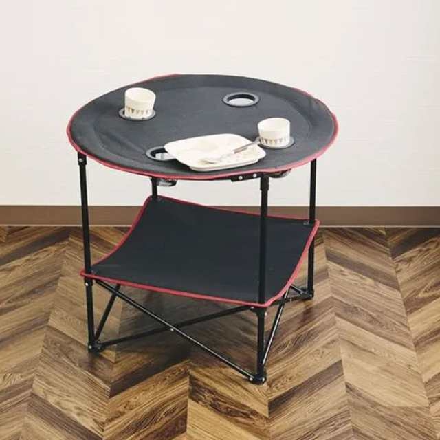 アウトドアテーブル 折りたたみ 持ち運び テーブル 机 簡易テーブル 折り畳み シンプル コンパクト 収納棚付き コップホルダー付き カップホルダー 収納ケース付き 収納ケース お洒落 アウトドア キャンプ グランピング ピクニック 運動会の通販は