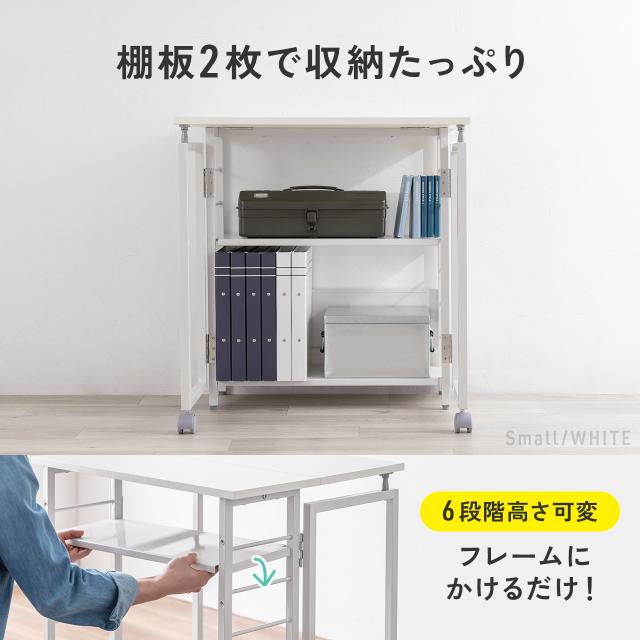 折りたたみデスク 折りたたみテーブル コンパクトデスク リビング学習 収納棚 省スペース 幅80cm 奥行60cm 棚つき 多機能テーブル ブラウン ホワイト[100-DESKH083]_3