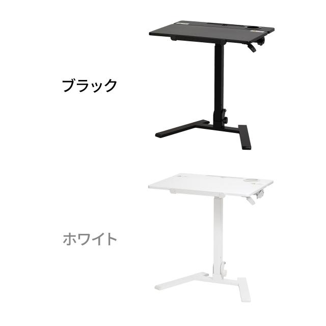スタンディングデスク 昇降デスク ガス圧デスク 折りたたみテーブル 完成品出荷 落下防止ストッパー 天板角度調整可能 無段階調節 カップホルダー フック付き 薄さ23cm ブラック ホワイト[100-ERD055]_15