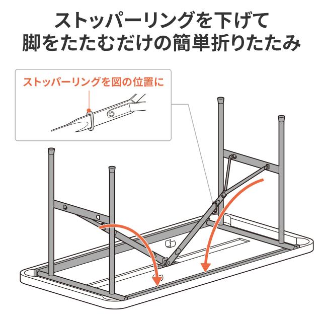折りたたみテーブル 折りたたみデスク ミーティングテーブル 樹脂天板 屋外 軽量 幅122cm×奥行61×高さ74cm[100-FD027W]_2