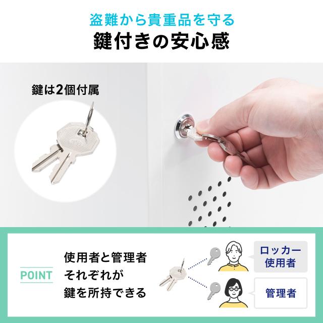 セキュリティボックス 小型 スチール製 鍵付き ブラック ホワイト ロッカー ブックトレー付き スタッキング可能 簡単組立 A4 書類 セキュリティワイヤー[100-LBOX006]_5