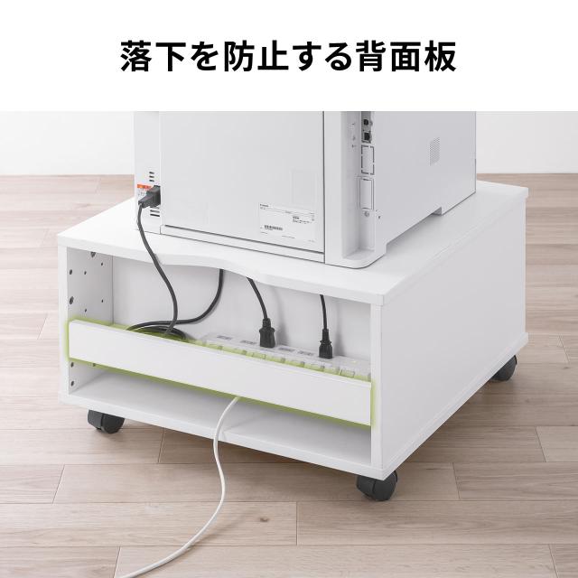 プリンタ台 プリンタラック キャスター ボックス 高さ35cm 幅60cm 奥行60cm タップ受け付[100-LPSF019W] 