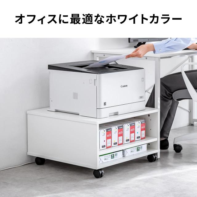プリンタ台 プリンタラック キャスター ボックス 高さ35cm 幅60cm 奥行60cm タップ受け付[100-LPSF019W] 