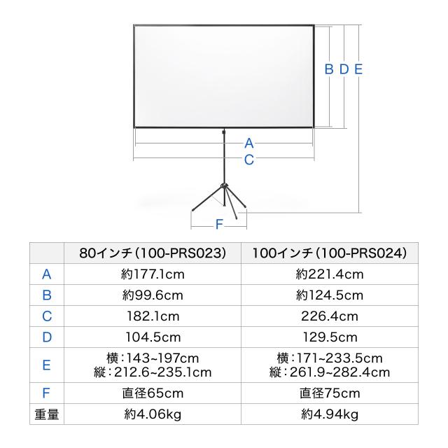 プロジェクタースクリーン 360度回転 三脚 100インチ 4K対応 16:9