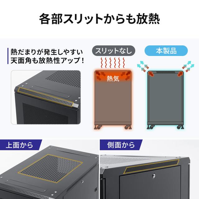 サーバーラック 19インチ 小型 12U 奥行100cm メッシュパネル 棚板×2枚