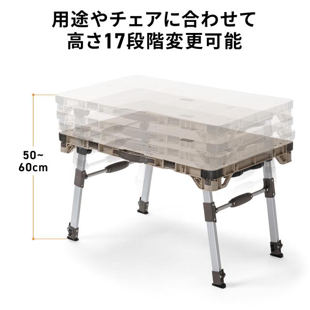 キャリーカート ＆ アウトドア テーブル 耐荷重100kg 折りたたみ 2WAY 多機能 高さ調整 4輪 ハンドル付き ベージュ[100-TRL002BG]_6