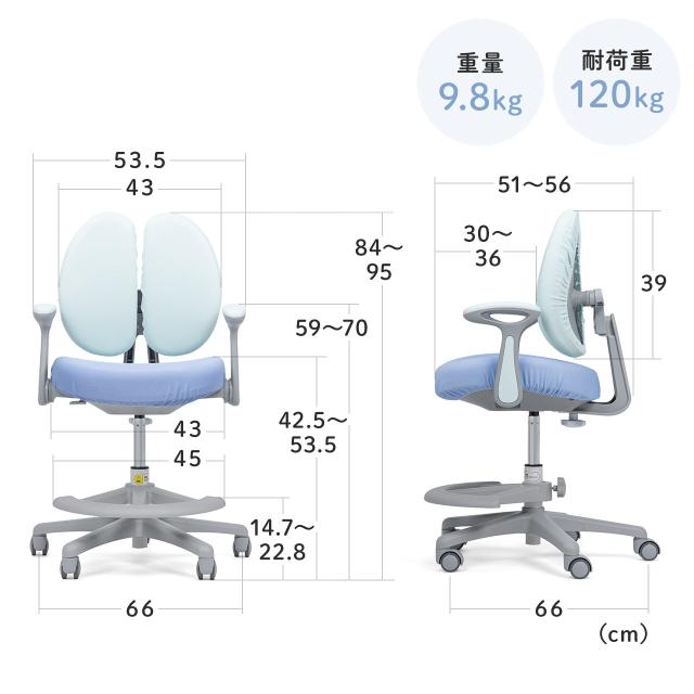 学習チェア キッズチェア 学習椅子 学習机用チェア 子供用学習チェア 姿勢サポートチェア 成長チェア ダブルバック ブルー ピンク[150-SNCK64]_11