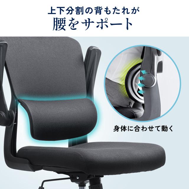 メッシュチェア オフィスチェア ロッキング 肘跳ね上げ 2Dアームレスト ミドルバック ヘッドレスト付き S字カープ ランバーサポート[150-SNCM43]_3