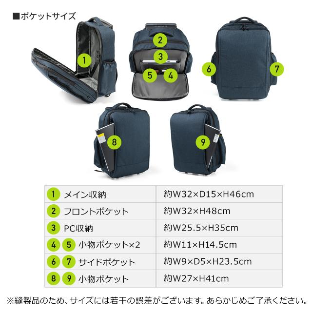 キャリーリュック リュックキャリー キャリーバッグ 2way 35L キャリーバッグ ビジネスリュック 機内持ち込み ブラック ネイビー[200-BAGCR012]_12