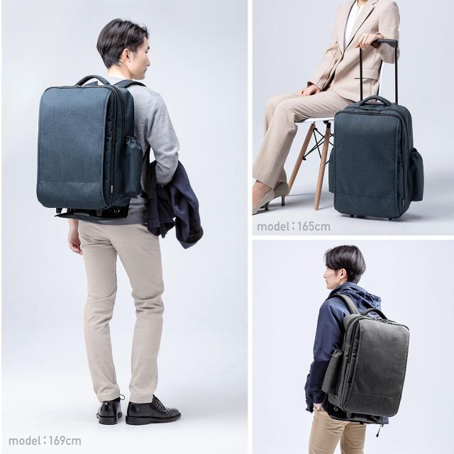 キャリーリュック リュックキャリー キャリーバッグ 2way 35L キャリーバッグ ビジネスリュック 機内持ち込み ブラック ネイビー[200-BAGCR012]_2