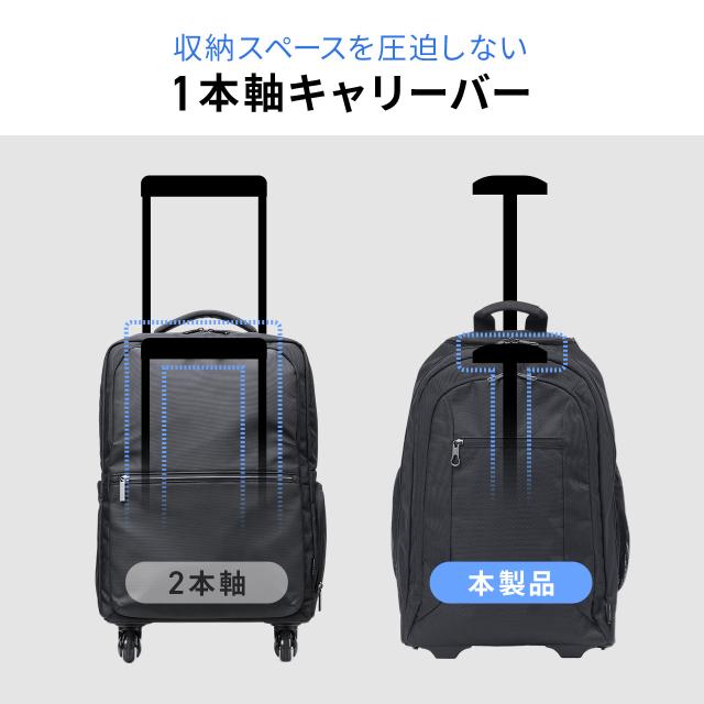 キャリーバッグ リュック機能 T字ハンドル 1本軸キャリーバー 2WAY ビジネス 機内持ち込み スーツケース 撥水 軽量 旅行 出張 1泊2日 ブラック[200-BAGCR015BK]_5
