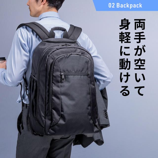 キャリーバッグ リュック機能 T字ハンドル 1本軸キャリーバー 2WAY ビジネス 機内持ち込み スーツケース 撥水 軽量 旅行 出張 1泊2日 ブラック[200-BAGCR015BK]_6