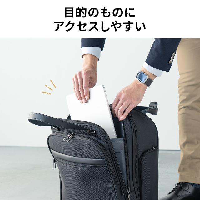 スリムキャリーバッグ ビジネスバッグ 大容量 22L 縦長 小型 機内持ち込み 2輪 旅行 出張 撥水 メンズ ブラック[200-BAGCR016BK]_7
