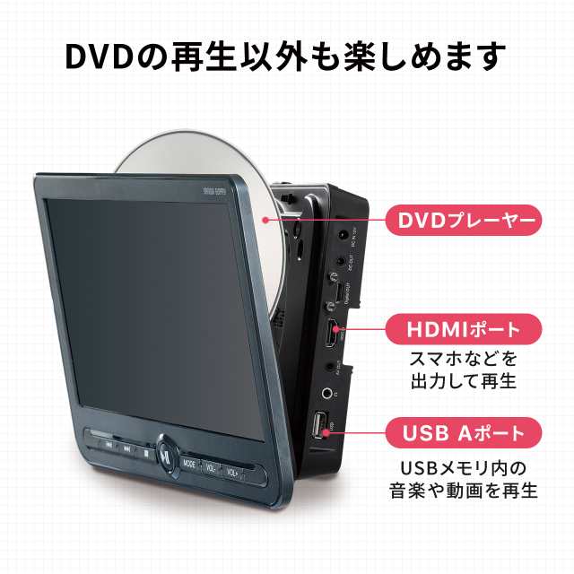 ヘッドレストモニター 後部座席 10.1インチ 親機/子機 2台セット 連結 車載モニター DVDプレーヤー HDMI入力 3.5mmミニプラグ  USBメモリ対応[200-CAR112D]の通販はau PAY マーケット - サンワダイレクト | au PAY マーケット－通販サイト