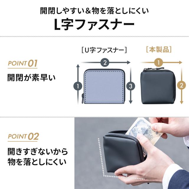 スマートキーケース L字ファスナー 正方形 スマートキー2個収納