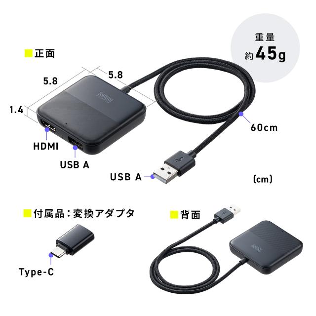 マルチメディアアダプター Car Playアダプター HDMI入力端子 TV